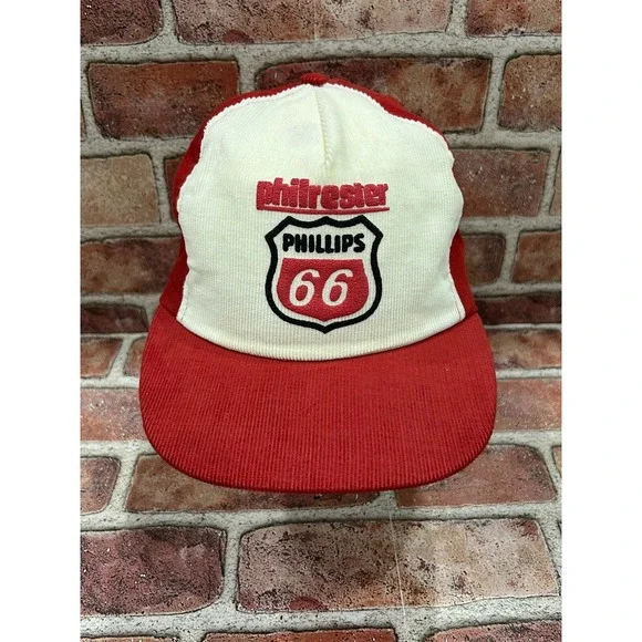 Phillips 66 Corduroy Raised Puffy Graphics Hat Cap Snapback *Needs New SnapBack