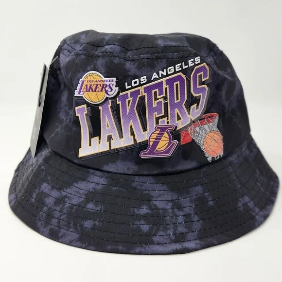 Los Angeles LA Lakers Bucket‎ Hat Tie Dye Black Blue One Size Fits NBA Official