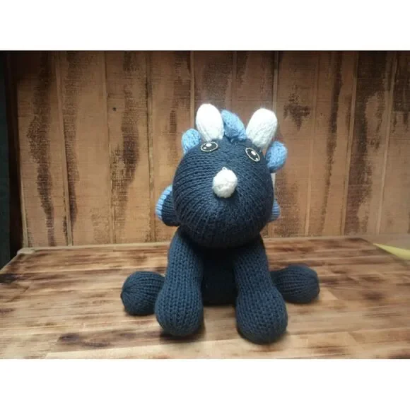 Hand Crochet Blue Dragon Stuffed Animal Plush Toy Amigurumi Homemade‎ 12