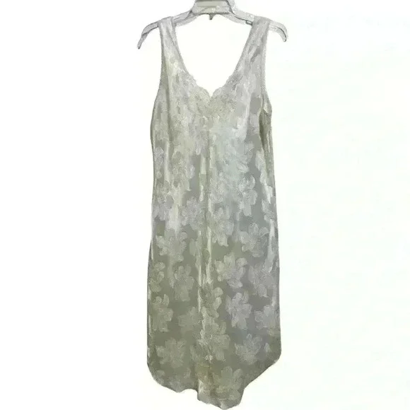 VTG Linda Bis Chemise Waltz‎ Length Lace Inset & Trim  Size large
