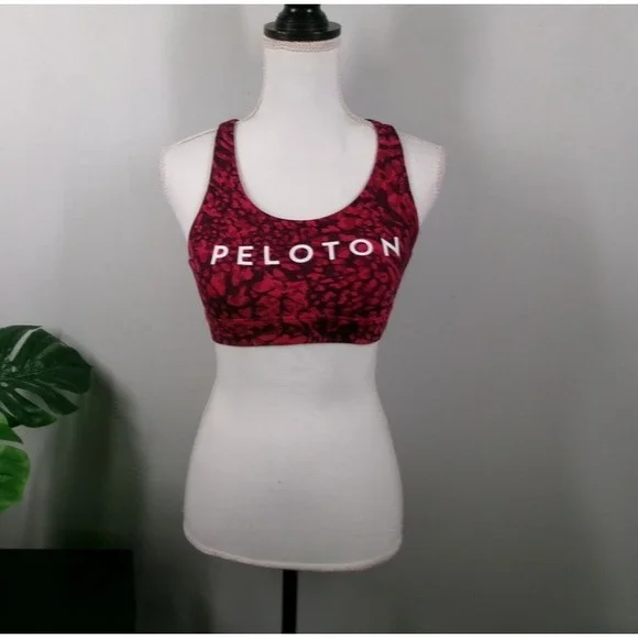 PELOTON Sports Bra Womens Size XS Cadent‎ Strappy Crimson Pattern w/ Padding