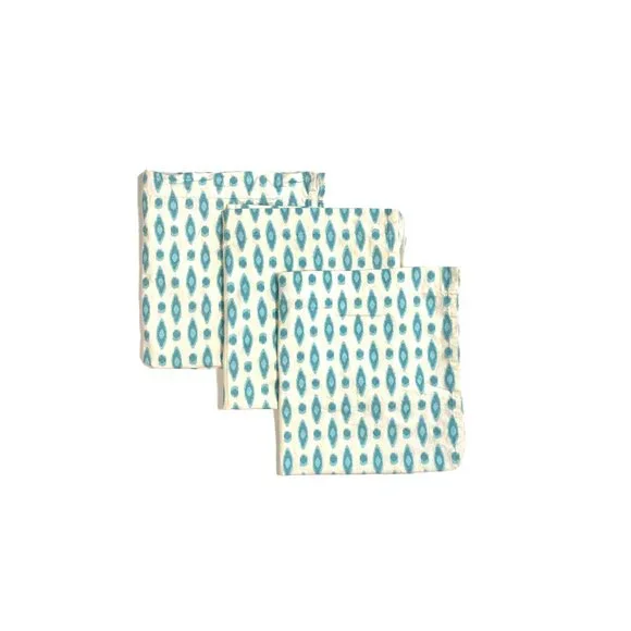 Set 3 Custom Made Curtains Canvas Drapes Blue Gabbeh Ikat Print Short Valances