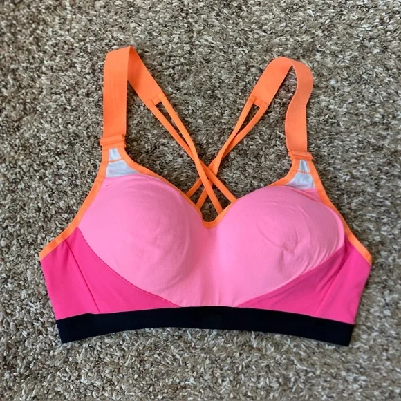 Victorias Secret VSX Sports Bra 34b Pink Color Cross Back Adjustable Straps
