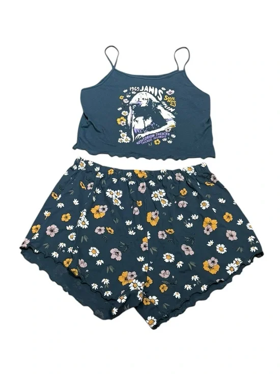 Janis Joplin Navy Floral Two-Piece Sleep Set - Daisy Print, M/L