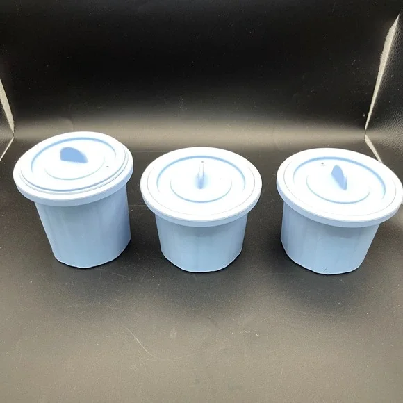 Silicone Large Ice Cube Molds for Tumbler Cup Light Blue Set of 3 with Lids