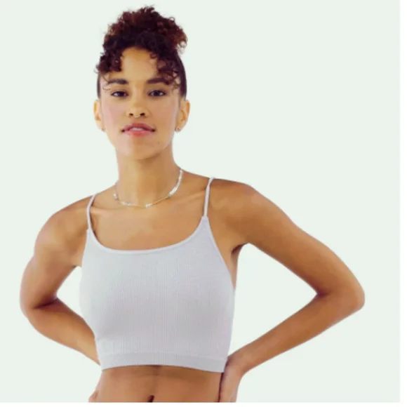 Shimmer Ribbed Strappy Cami Bralette - Gray