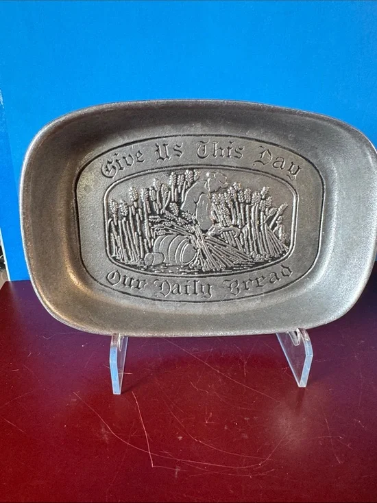 Wilton Armetale Pewter Bread Tray Give Us This Day Our Daily Bread Metal Decor