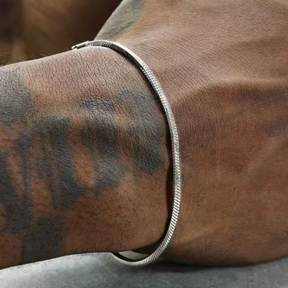 Snake Chain Bracelet for Men Hip Hop Simple Bracelet 7.5”