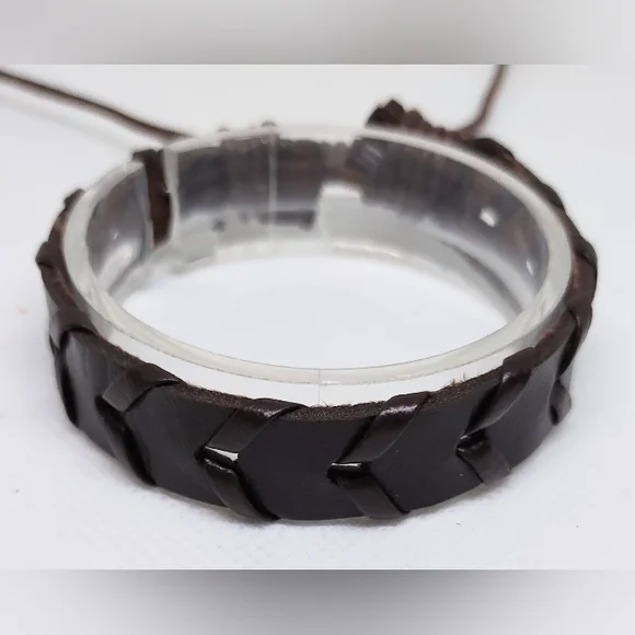 Men's Leather Bracelet Black New f75‎