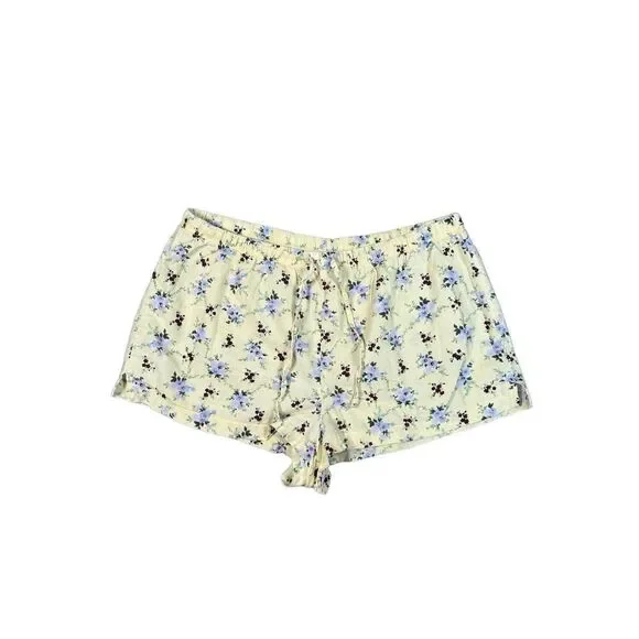 vintage y2k american eagle pj loungewear shorts yellow floral cotton S coquette