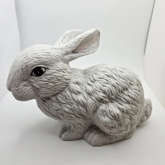 Vintage White Rabbit Bunny Figurine Statue Easter Spring Decor