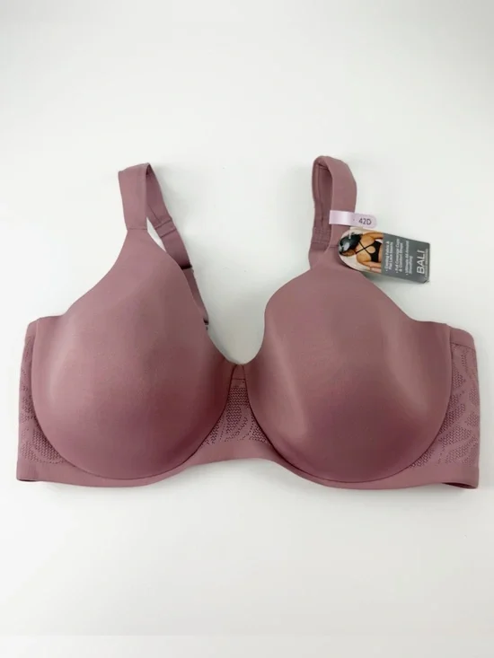 Bali Bra 42D Maroon Coolest Smoothing Underwire T-Shirt NWT 4580
