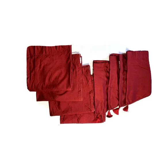 JC Penney Set 8 Curtains & Valances Window Treatments Drapes Dark Red Luxury htf