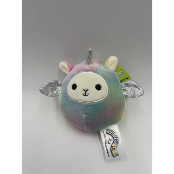 SQUISHMALLOWS‎ Kellytoy LUCY MAY TIE DYE LLAMA PEGACORN Clip On Keychain #023