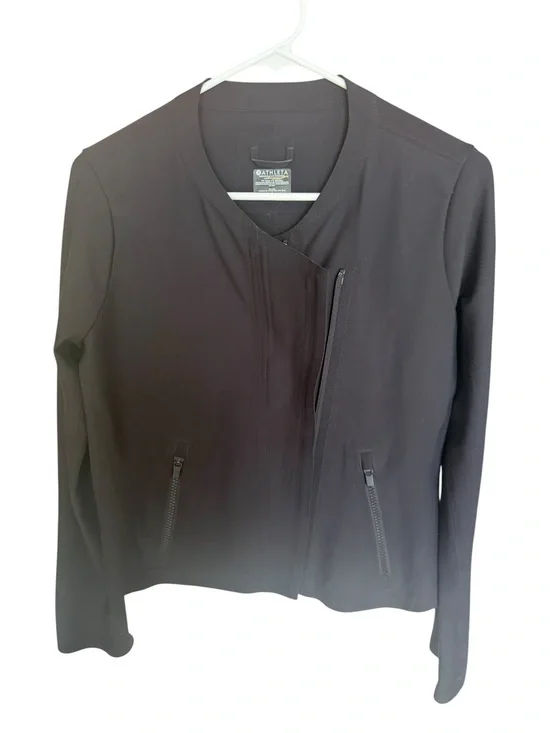 Athleta Women's Black Asymmetrical Zip Jacket size small EUC