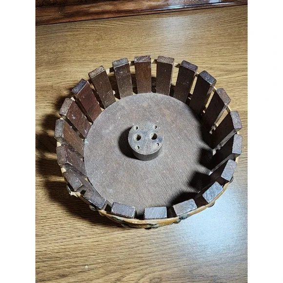 Vintage Wood &‎ Rivets Nut Bowl Basket