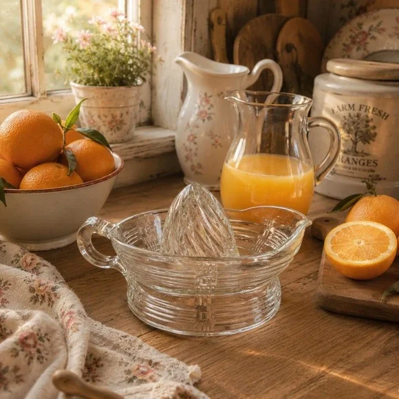 Vintage Hazel Atlas Clear Ribbed Depression Glass Large Juicer Reamer