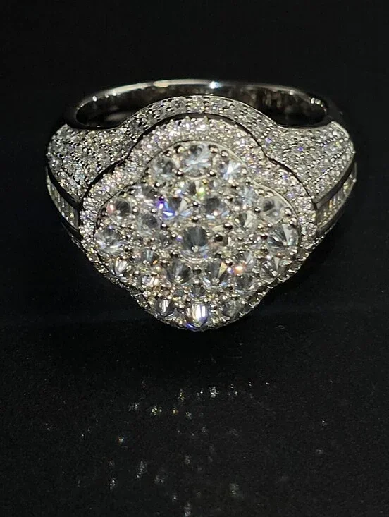 🍀 Luxury Clover  Moissanite Statement Ring. S925 Silver 🍀
