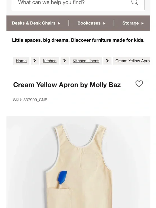 NWT Molly Baz for Crate&Barrel Cream Yellow Apron