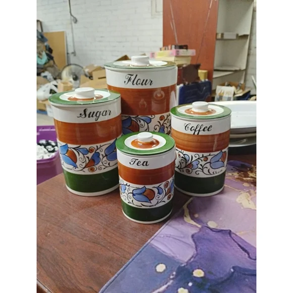 Vintage Japan Nesting Canister Set Royal Sealy Italian Style Rare