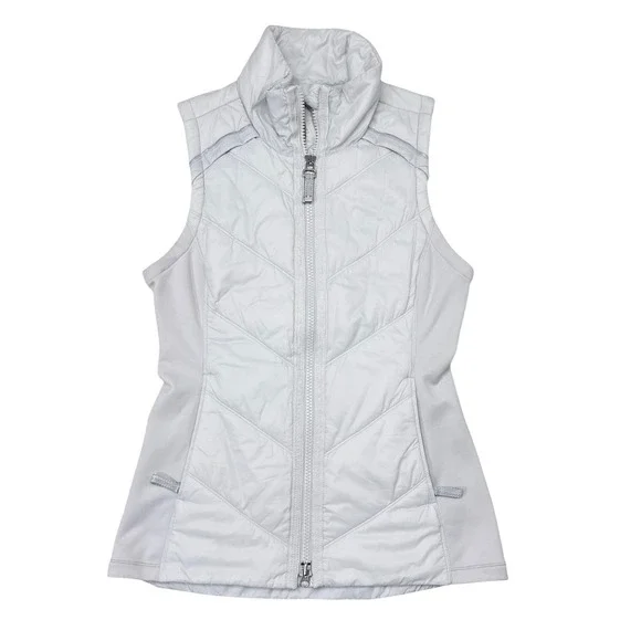 Athleta Rock Ridge PrimaLoft Vest Womens Size Small Silver Insulated Athleisure
