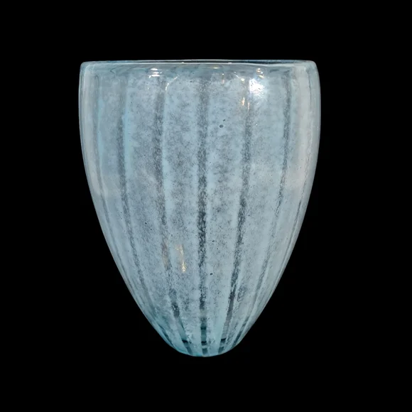 Crate & Barrel Blue Striped Ribbed Tall Breeze Vase 9