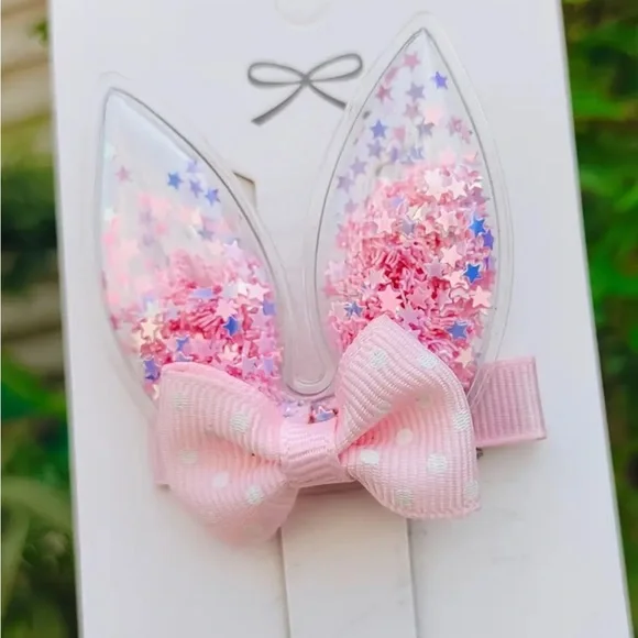 Pink Sequined Rabbit Ears Hair Clip