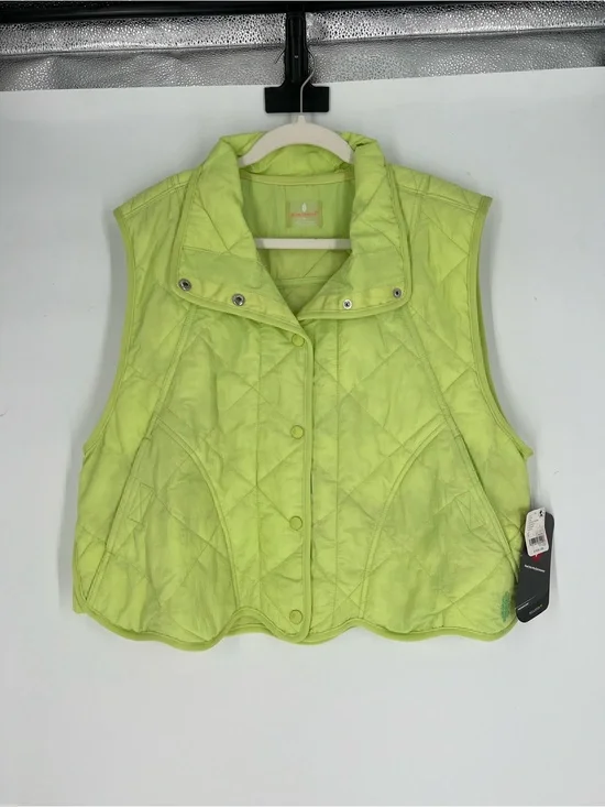 Free People Movement Quinn Lime Green Quilted Windbreaker Athletic Vest S NWT