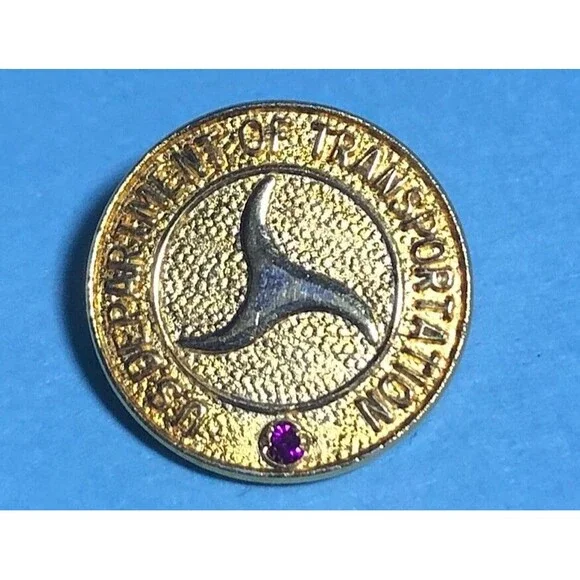 DEPARTMENT OF TRANSPORTATION DOT Service Pin,w/red stone,clasp back pin 10yr?
