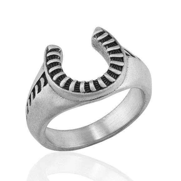 Montana Silversmiths Men's Striking Edge Lucky Horseshoe Ring Size 10 Retail $70