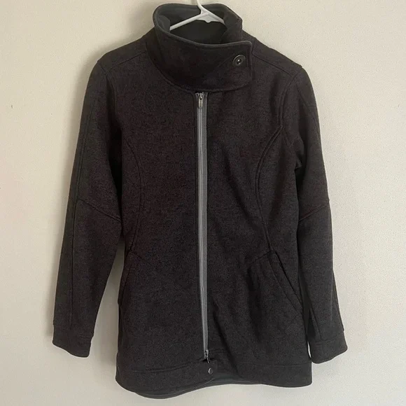 Avalanche Dark Gray Fleece Mid-Length Jacket with Wrap Collar Size Medium