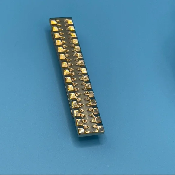 Vintage Heavy Gold Tone Textured Tie Clip Bar Mid Century Brutalist 30g 🔥