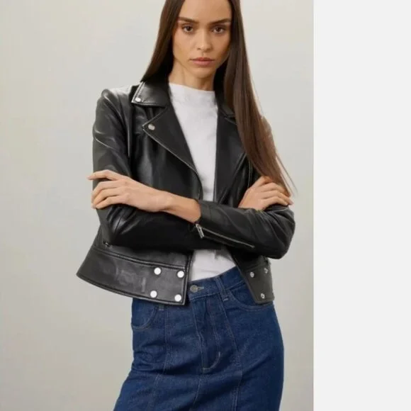 Slate & Willow Mini‎ Snap Moto Jacket Leather