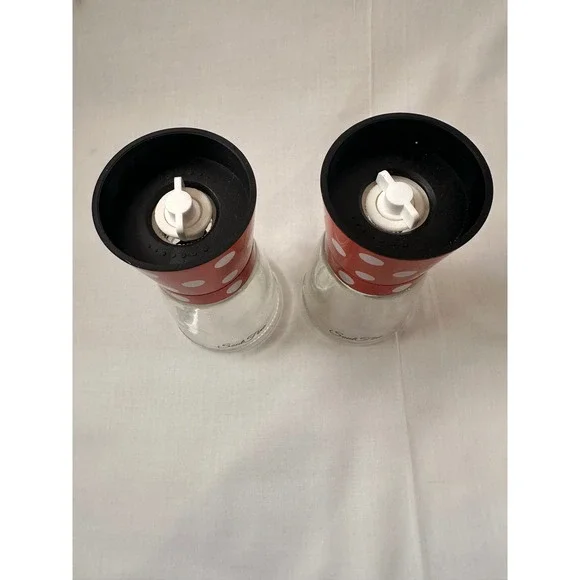 Soul Fine Red White Polka Dot Salt and Pepper Grinder Set Glass Manual‎ Mills 5