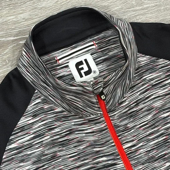 FootJoy Womens Space Dye Full Zip Golf Jacket Black Grey Red The Gallery Size M