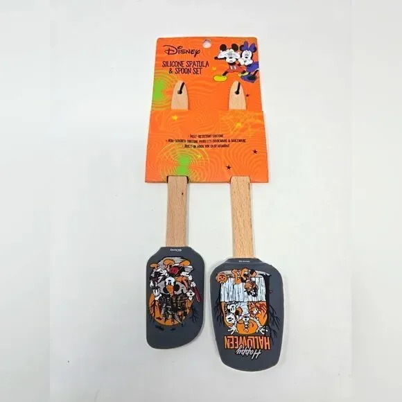 Disney Mickey Mouse Silicone Spatula & SPOON SET halloween 2 PACK HARD TO FIND
