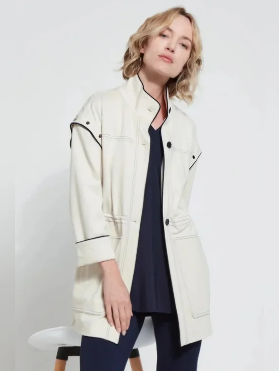 NWT Lysse Cream Jacket Convertible Detachable Sleeve Snap Button Coat, Size M