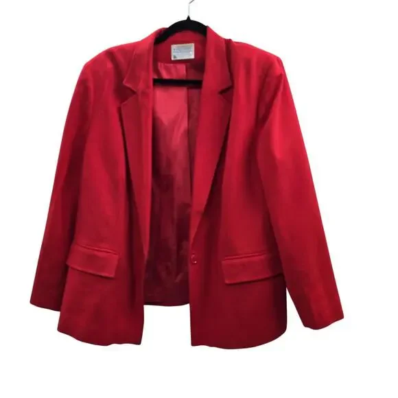 Vintage Pendleton Blazer Womens Large Red Wool Jacket Made USA 90s Heritage