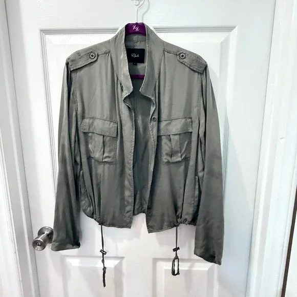 Rails Rowen Jacket Women Small Sage Green Collins Lightweight Utility Drawstring