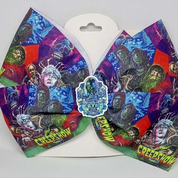 Hand Crafted Creepshow Hair Bow - Multicolor
