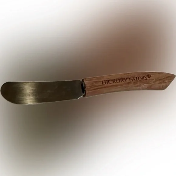 HICKORY FARMS WOODEN HANDLED CHEESE DIP SPREADER KNIFE GIFT COLLECTIBLE TOOL 6”