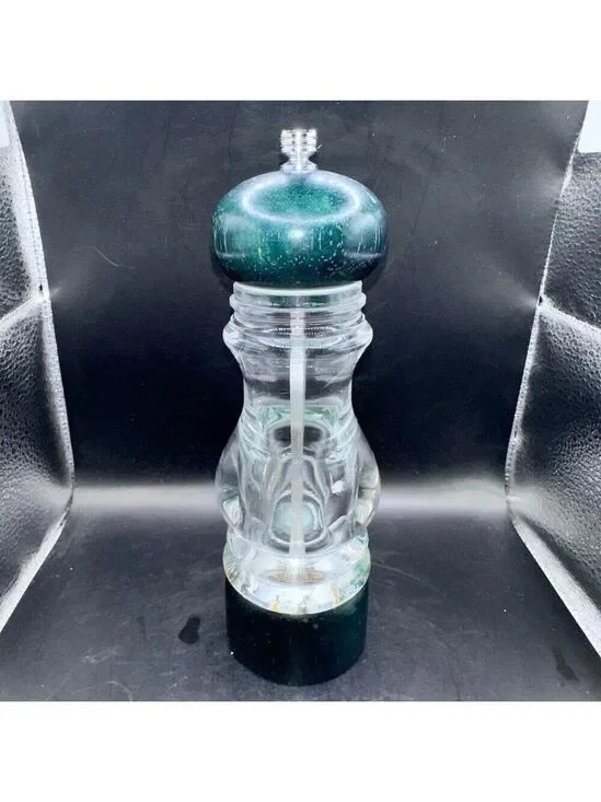 Vintage Cooks Club Acrylic/Lucite Wood Top Pepper Grinder Shaker Dark Blue Wood