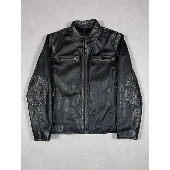 Marc New York by Andrew Marc Distressed Heavy Leather Jacket Men's Size Large