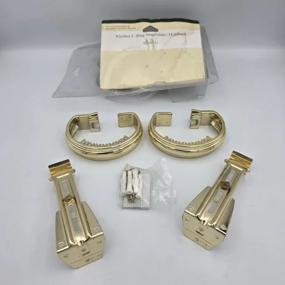Wamsutta Windsor Gold Colored C-Ring Curtain Swagholder / Holdback NEW‎