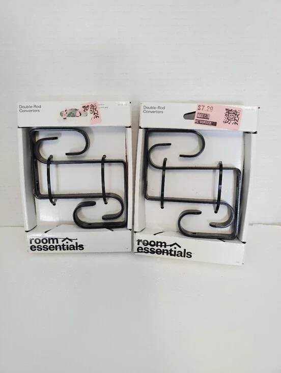 Double curtain rod brackets for Ceiling or Wall Set / 2 Pkgs  Bronze Target