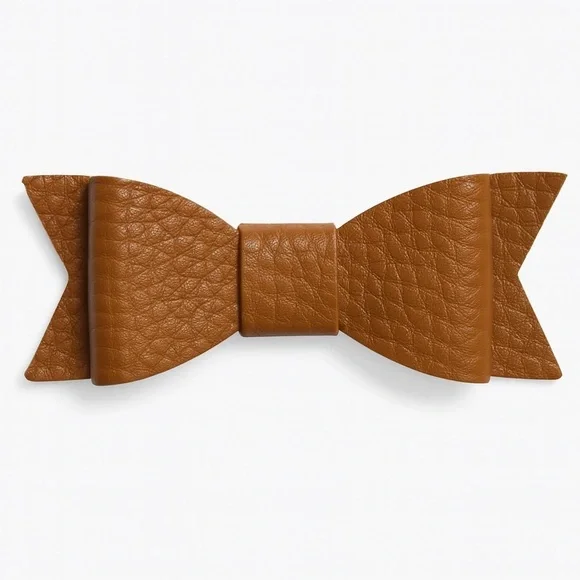 Brown Faux Leather Hair Bow