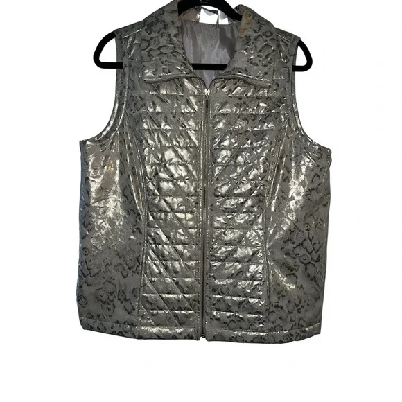 Zenergy by Chico's Gold vest sz 2 Comfy Normcore Preppy Boho
