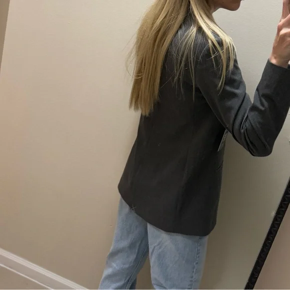 Express Editor Long One button Blazer Grey