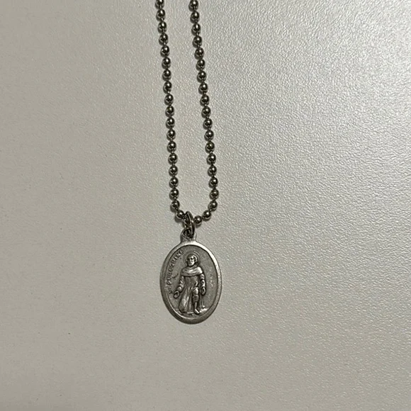 Minimalist Silver St. Peregrine Teardrop Pendant Necklace