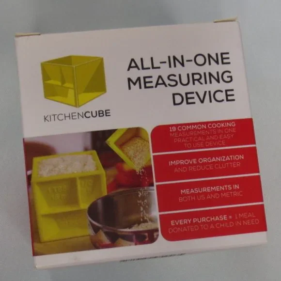 4/$14 THE KITCHEN CUBE-NEW-NEVER USED-YELLOW-All-in-One Measuring Cup